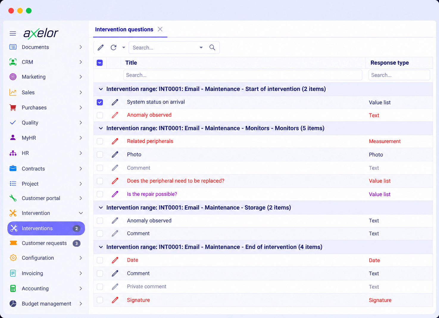 Configurable technician checklists in Axelor
