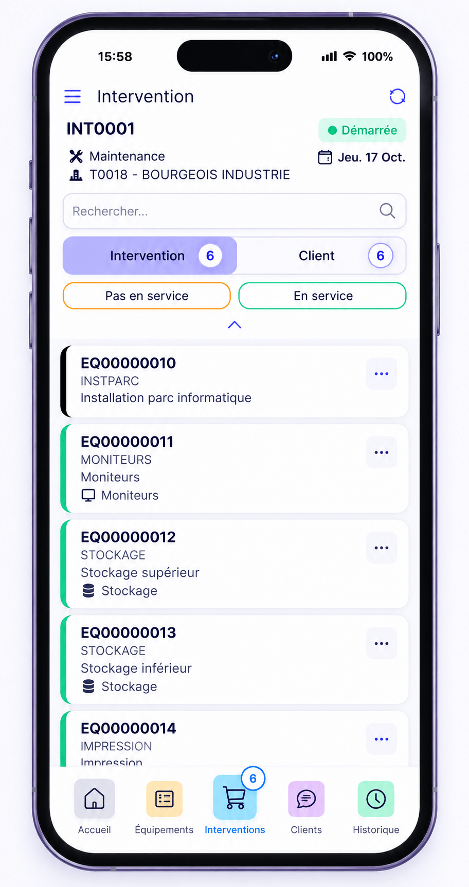 Job module in the Axelor mobile app for field technicians